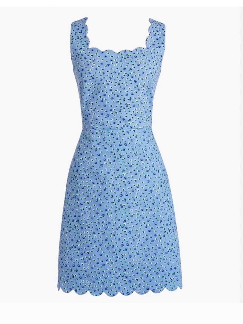 J. Crew Blue Sleeveless Scallop edge floral Dress
